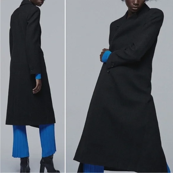 Zara wool long coat limited edition charcoal size XS NWOT